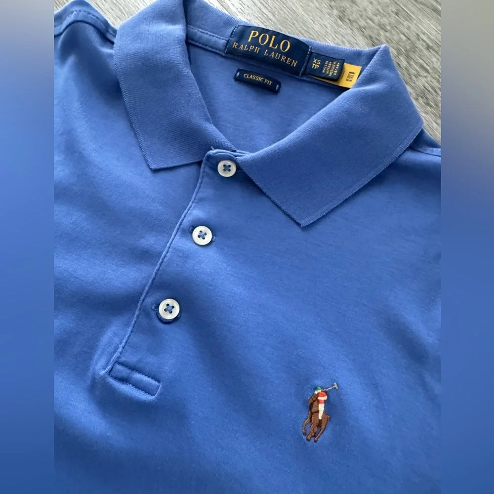 Polo Ralph Lauren Mens Logo Embroidered Polo Shirt Blue
